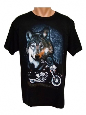 Tričko - vlk a motorka