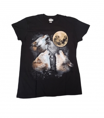 Pánske tričko traja vlci vyjúci na mesiac