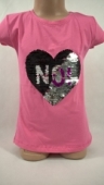Dievčenské tričko s flitrami - srdce NO!