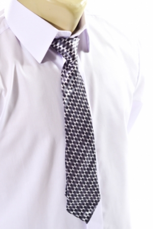 Detská kravata - sivá , štvorce