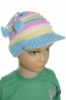 Detská pásikavá čiapka so šiltom a brmbolce